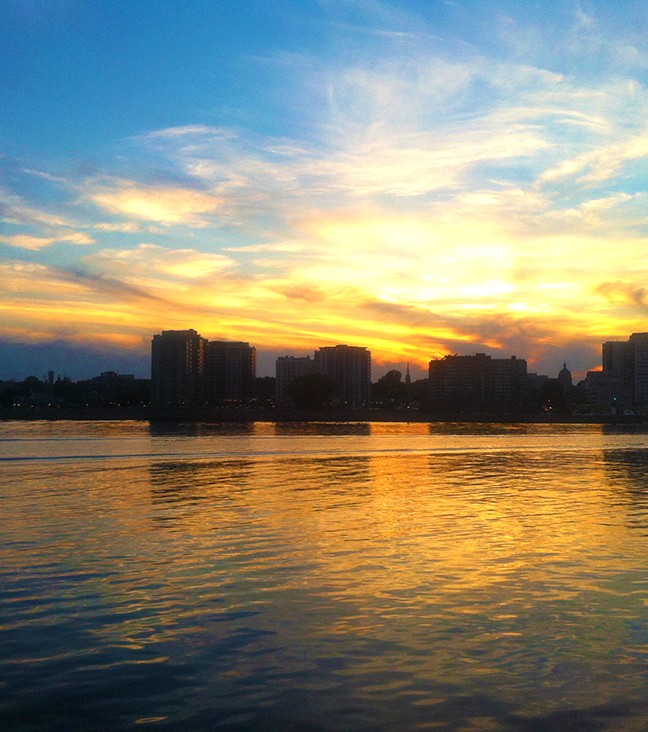 Sunset on Kingston’s waterfront from the Wolfe Islander III.