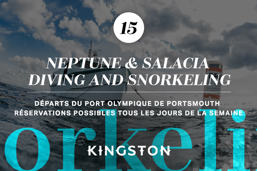 15. Neptune & Salacia Diving and Snorkeling Départs du Port olympique de Portsmouth Réservations possibles tous les jours de la semaine